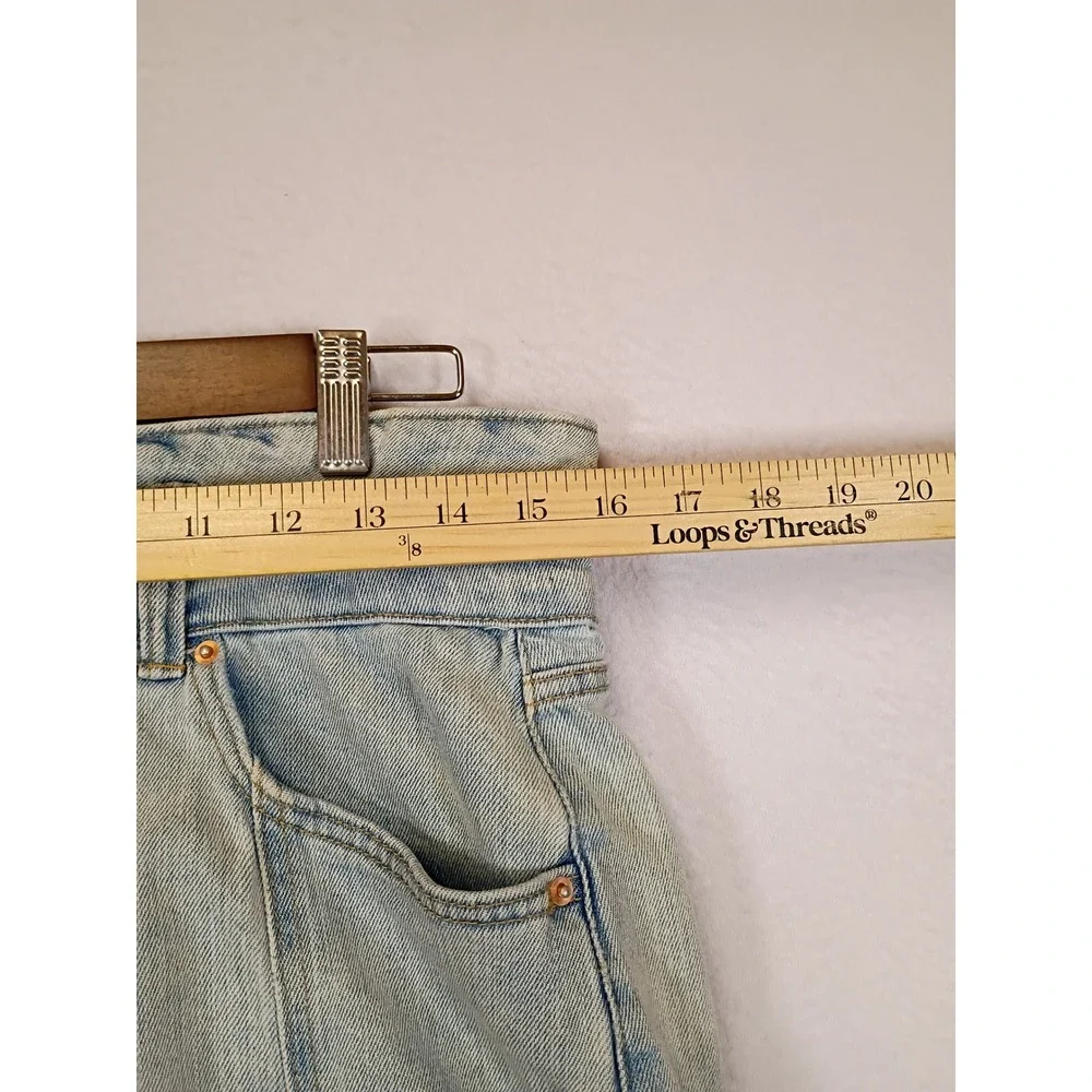 Retro Wild Fable Women 12 Light Wash High Rise Button Fly Seam Denim Shorts